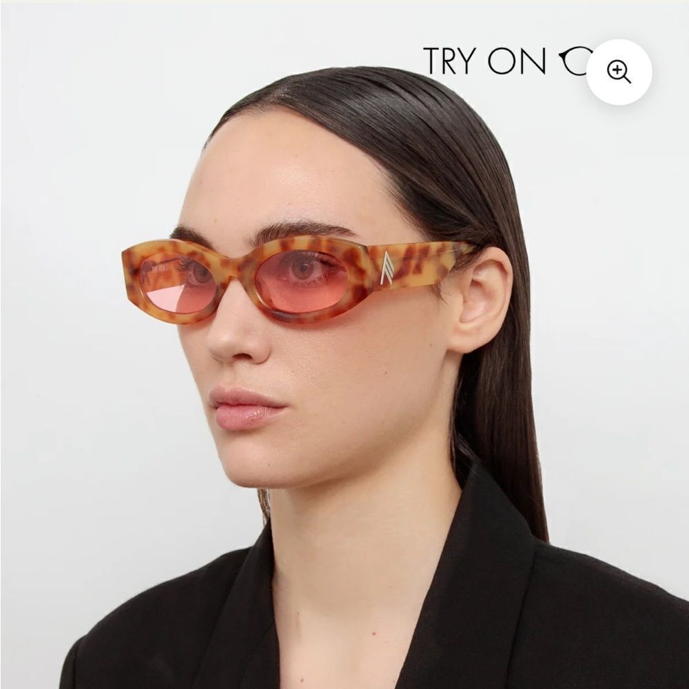 Linda Farrow The Attico Berta Brown tortoiseshell Pink Cat-Eye Sunglasses NEW